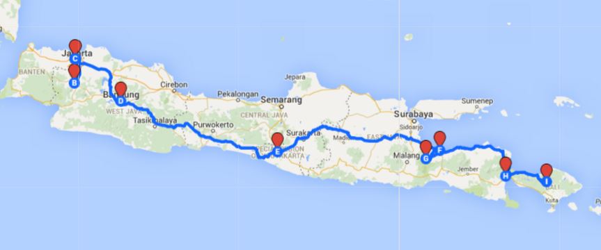 Indonesia - trip map